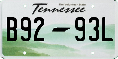 TN license plate B9293L