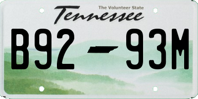 TN license plate B9293M