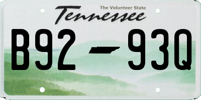 TN license plate B9293Q