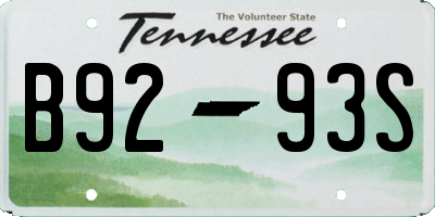 TN license plate B9293S