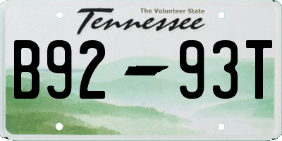 TN license plate B9293T