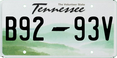TN license plate B9293V