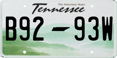 TN license plate B9293W