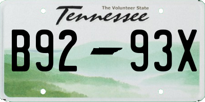 TN license plate B9293X