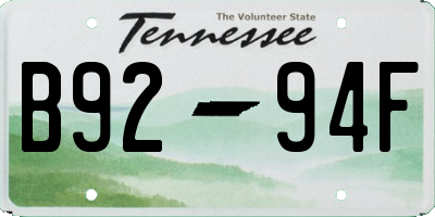 TN license plate B9294F