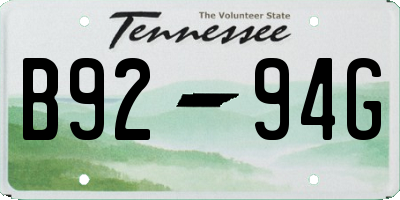 TN license plate B9294G