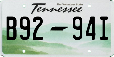 TN license plate B9294I