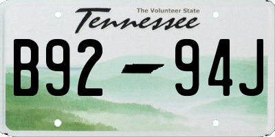 TN license plate B9294J