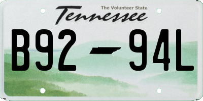 TN license plate B9294L