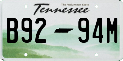 TN license plate B9294M