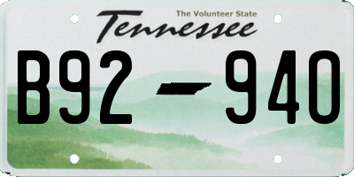 TN license plate B9294O