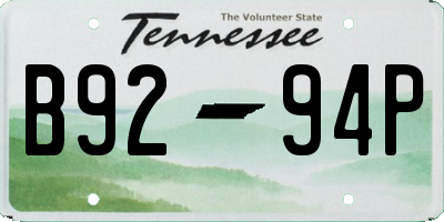 TN license plate B9294P