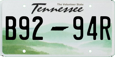 TN license plate B9294R