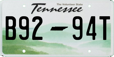 TN license plate B9294T