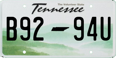 TN license plate B9294U