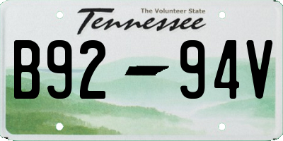 TN license plate B9294V