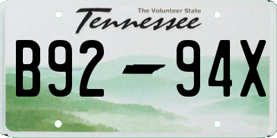 TN license plate B9294X
