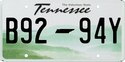 TN license plate B9294Y