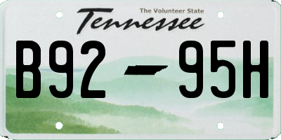 TN license plate B9295H