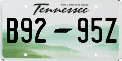 TN license plate B9295Z