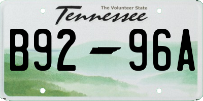 TN license plate B9296A