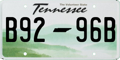 TN license plate B9296B