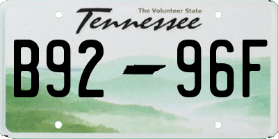 TN license plate B9296F