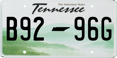 TN license plate B9296G