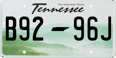 TN license plate B9296J