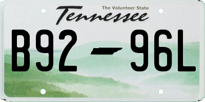 TN license plate B9296L