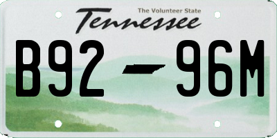TN license plate B9296M