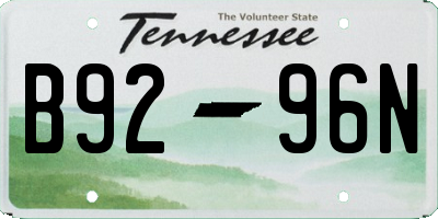TN license plate B9296N