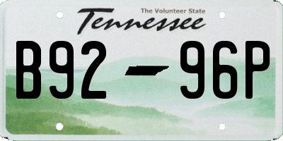 TN license plate B9296P