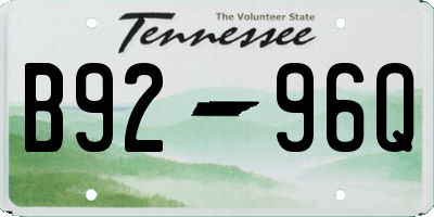 TN license plate B9296Q
