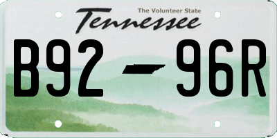 TN license plate B9296R