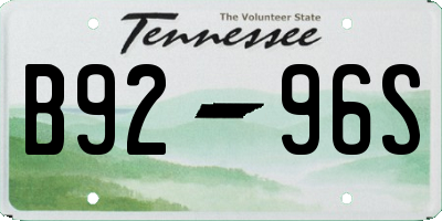 TN license plate B9296S