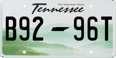 TN license plate B9296T