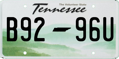 TN license plate B9296U