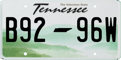 TN license plate B9296W