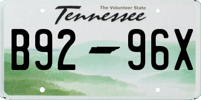 TN license plate B9296X