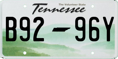 TN license plate B9296Y