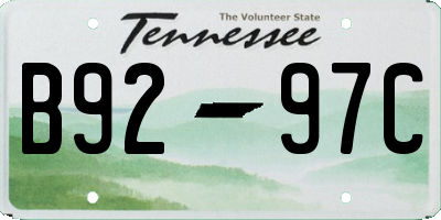 TN license plate B9297C