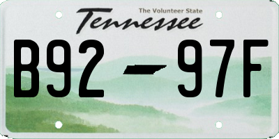TN license plate B9297F