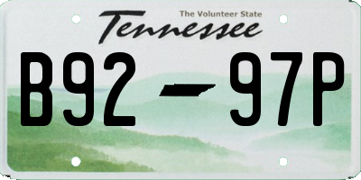 TN license plate B9297P
