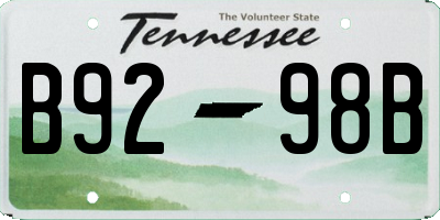 TN license plate B9298B