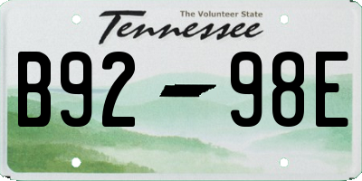 TN license plate B9298E