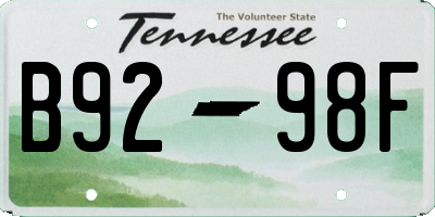 TN license plate B9298F