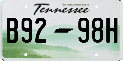 TN license plate B9298H