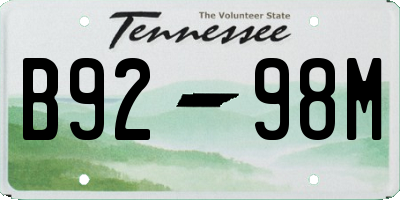 TN license plate B9298M