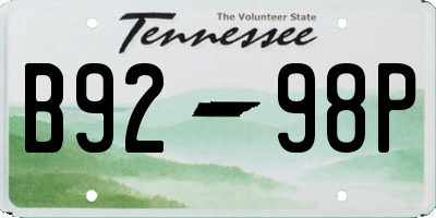 TN license plate B9298P
